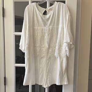 White Lace Women Romper Anthropologie